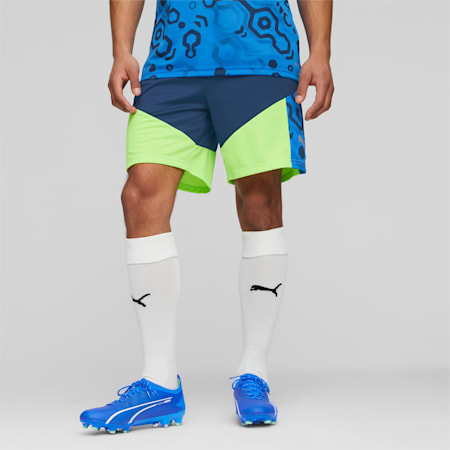 Shorts de fútbol individualCUP para hombre, Persian Blue-Pro Green, small