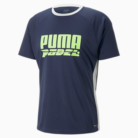 teamLIGA T-shirt met padellogo voor heren, PUMA Navy, small