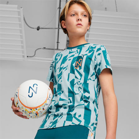 PUMA x NEYMAR JR Creativity T-Shirt Teenager, Ocean Tropic-Turquoise Surf, small