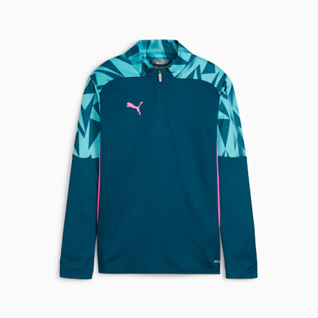 individualFINAL Football Youth Quarter-zip, Ocean Tropic-Bright Aqua, small