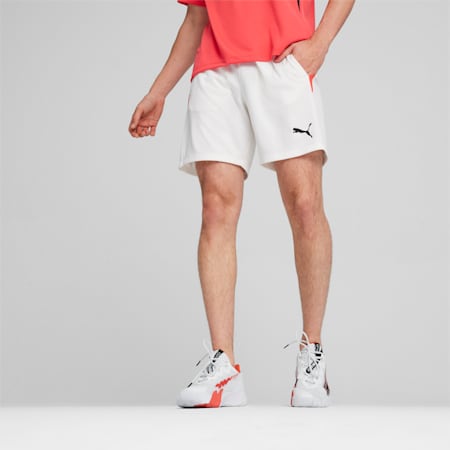Shorts de pádel Individual para hombre, PUMA White-Active Red, small
