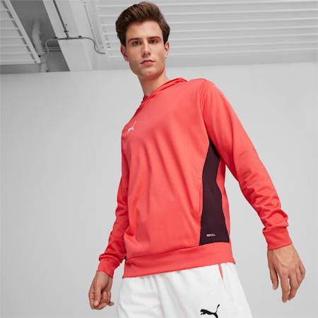 Hoodie de padel Individual, Active Red-PUMA Black, small