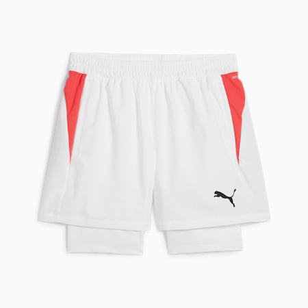 Individual teamGOAL Racquet Sports 2-in-1 Men's Shorts, PUMA White-Active Red, small