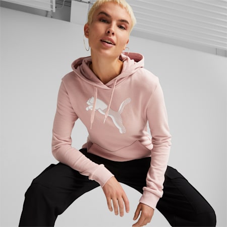 Power Graphic Hoodie Women, Rose Quartz, small-THA