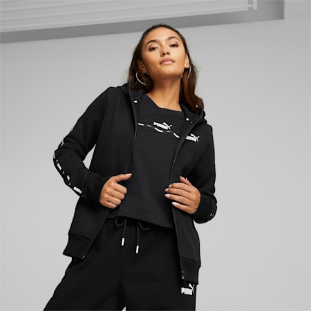 Power Tape Full-Zip Hoodie Women, Puma Black, small-THA