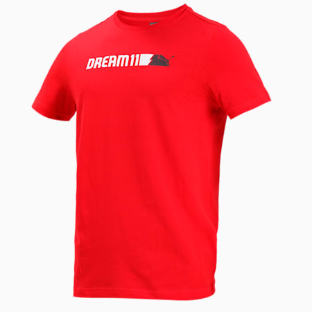 PUMA x Dream11 Cotton Roundneck  Men's Logo Graphic  Slim-fit T-shirt II, High Risk Red, small-IND