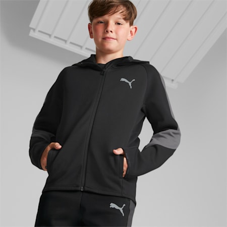 EVOSTRIPE Full-Zip Jacket Youth, Puma Black, small