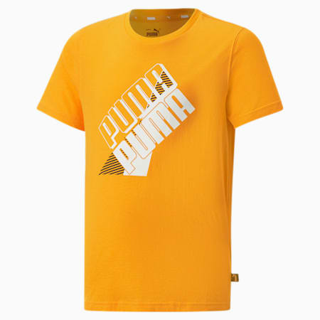 เสื้อยืดเด็กโต PUMA Power Logo, Tangerine, small-THA