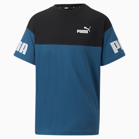 Power Colour Block T-Shirt Jugend, Lake Blue, small