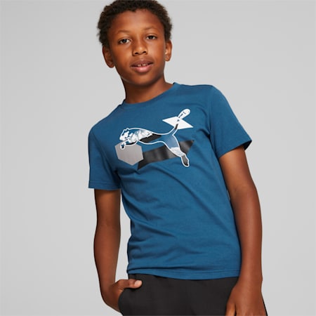 Alpha Graphic Youth T-Shirt, Lake Blue, small-IND