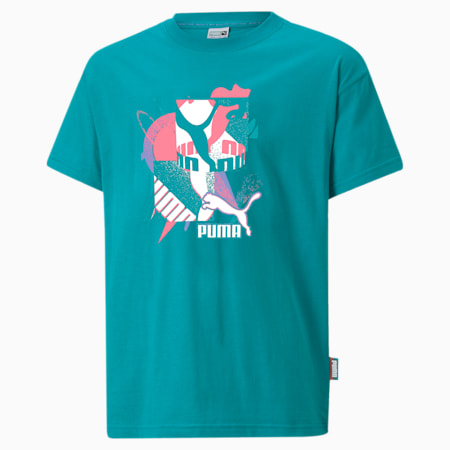 Fandom Relaxed Fit T-Shirt Youth, Deep Aqua, small-IND