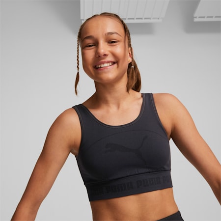 Seamless Bra - Girls 8-16 years, Puma Black, small-AUS