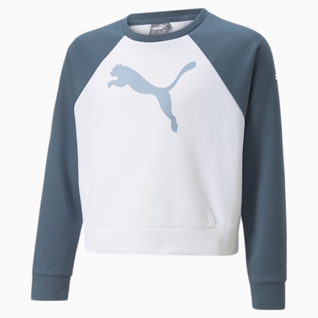 Modern Sports Crewneck Sweatshirt - Girls 8-16 years, Puma White, small-NZL