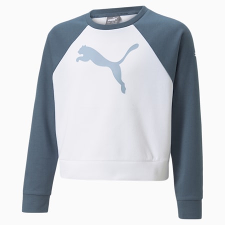 Modern Sports Crewneck Girls Sweatshirt, Puma White, small-AUS