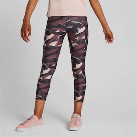 Modern Sports Printed 7/8 Tights Youth, Dusty Plum, small-IND