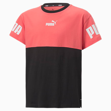 Power T-shirt met kleurblokken voor jongeren, Salmon, small