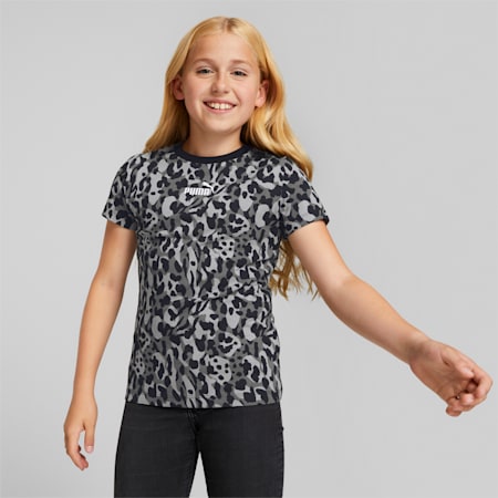 Alpha Printed Youth Tee, Puma Black-AOP, small-AUS