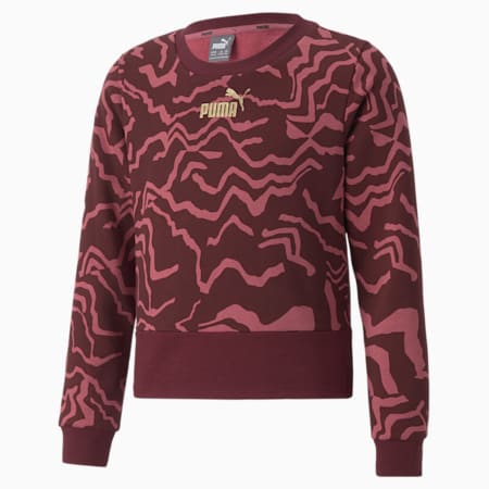 Alpha Printed Crew Neck Sweatshirt Youth, Dusty Orchid-AOP, small