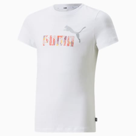 Essentials+ Bloom Logo T-shirt voor jongeren, Puma White, small
