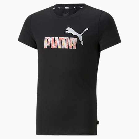 T-shirt Essentials+ Bloom Logo da ragazza, Puma Black-Salmon, small