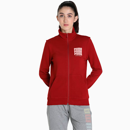 Graphic Women's  Jacket, Red Dahlia, small-IND
