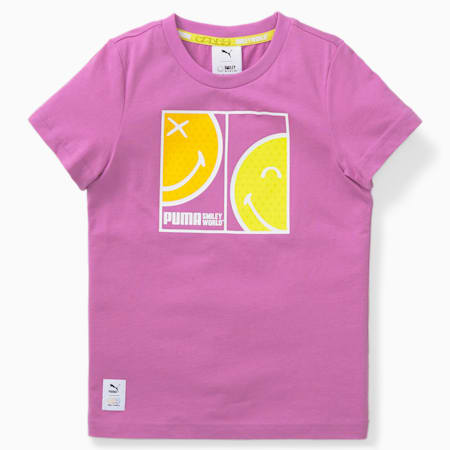 PUMA x SMILEYWORLD T-shirt voor kinderen, Mauve Pop, small