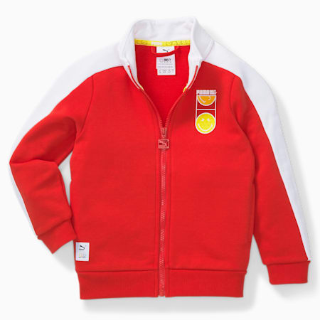 Track jacket PUMA x SMILEYWORLD T7 da bambini, High Risk Red, small