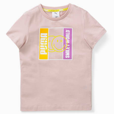 T-shirt PUMA x SMILEYWORLD da bambini, Rose Quartz, small