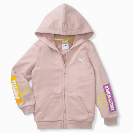 PUMA x SMILEYWORLD hoodie met rits voor kinderen, Rose Quartz, small