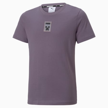 PUMA x MINECRAFT Graphic Tee Youth, Purple Charcoal, small