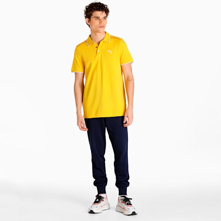 Contrast Tipping Men's Slim Fit Polo, Sun Ray Yellow, small-IND