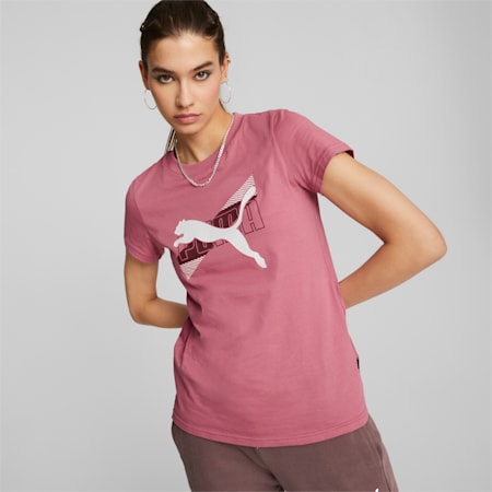 PUMA POWER Women's Graphic Tee, Dusty Orchid, small-AUS