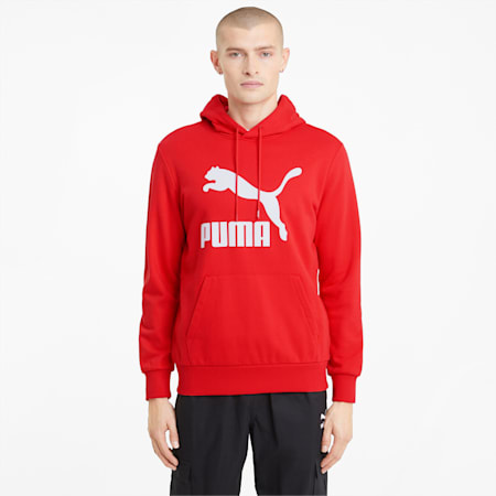 Classics French Terry Logo Men's Hoodie, High Risk Red, small