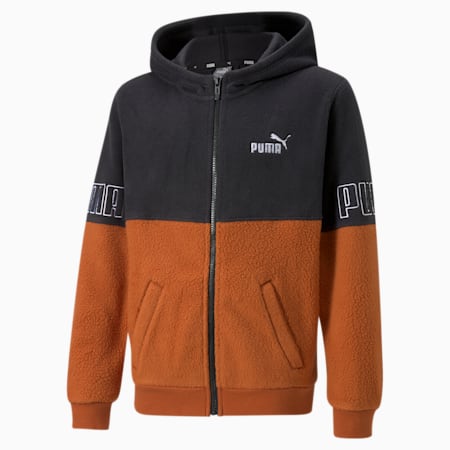 Power Reißverschluss-Hoodie Jugend, Warm Chestnut, small
