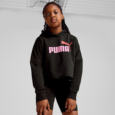 Essentials Logo Cropped Hoodie Teenager, PUMA Black, small