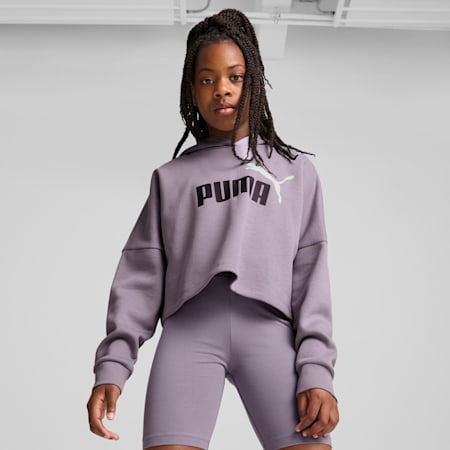 Essentials Logo Cropped Hoodie Youth, Pale Plum, small