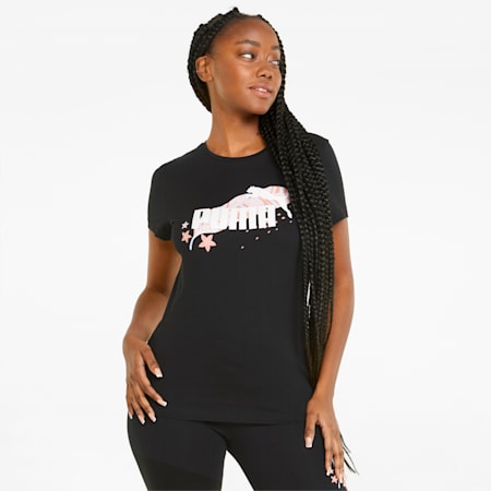 FLORAL VIBES Graphic Women's Tee, Puma Black, small-AUS