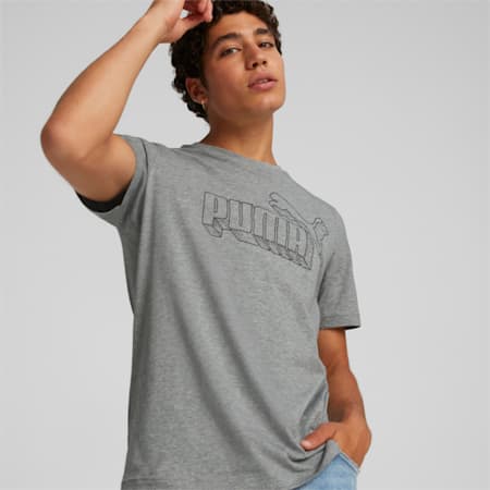 PUMA No. 1 Logo Men's Graphic Tee, Medium Gray Heather, small-AUS