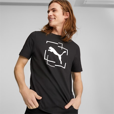 Cat Graphic Tee Men, Puma Black, small-AUS