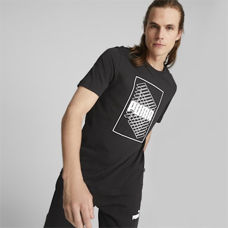 Wording Men's Graphic Tee, Puma Black, small-AUS
