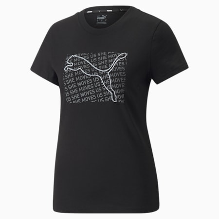 She Moves Us Graphic Tee Women, Puma Black, small-THA