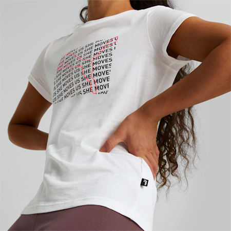 She Moves Us Women's Graphic Tee, Puma White, small-AUS