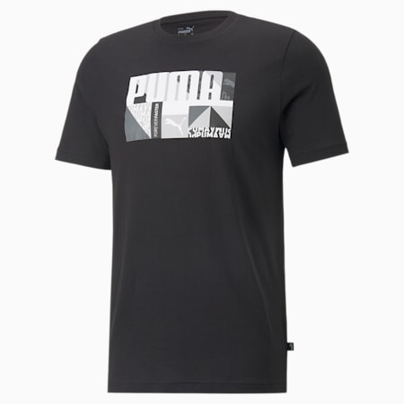 เสื้อยืดผู้ชายลายกราฟิกโมโนแกรม, Puma Black, small-THA