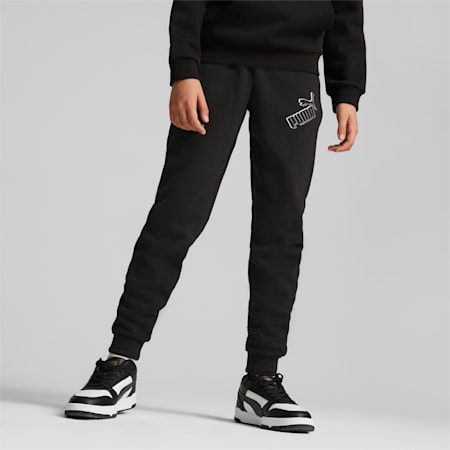 Pantalones de deporte Essentials+ con logotipo juvenil, Puma Black, small