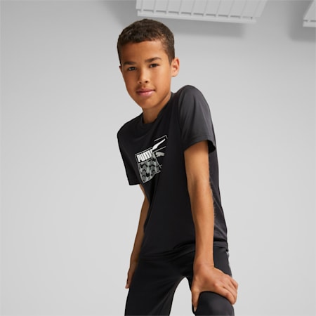 キッズ ボーイズ ACTIVE SPORTS ポリ グラフィック Tシャツ 120-160cm, Puma Black, small-JPN