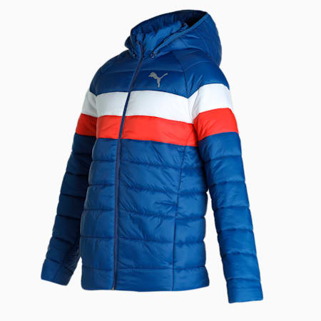 Colorblock Men's Padded Jacket, Blazing Blue, small-IND