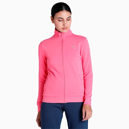 Zippered Terry Women's Jacket, Sunset Pink, small-IND