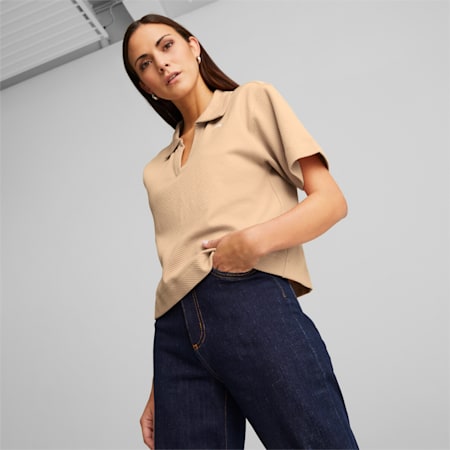 HER Polo Tee Women, Dusty Tan, small-PHL