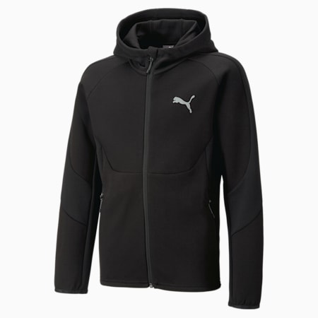 Recycled Content: Evostripe Full-Zip Hoodie - Boys 8-16 years, PUMA Black, small-AUS