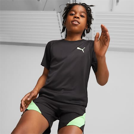 PUMA FIT Tee - Boys 8-16 years, PUMA Black-Fizzy Lime, small-AUS